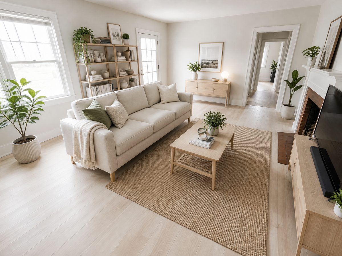 Soggiorno in disordine dopo l'home staging